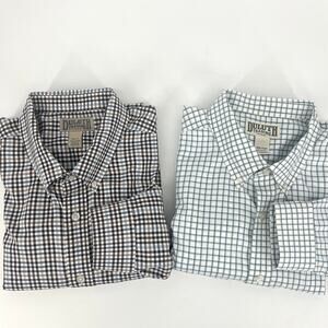 Two Duluth Trading Company Mens Long Sleeve Plaid Button Down Shirts 2XL Tall